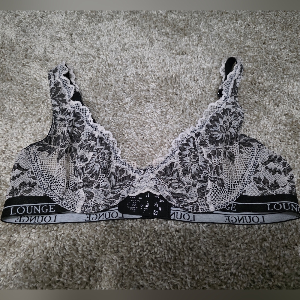 Black and White Lace Unlined Bra